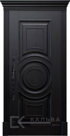 Фото «Железная дверь чёрная классика с круглым рельефом и ромбами №16»