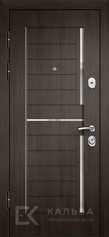 Фото №2 «Металлическая дверь венге дуб молочный с нержавеющими вставками для квартиры №509»