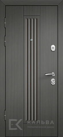 Фото №2 «Входная дверь графит с рейками внутри орех с львом №366»