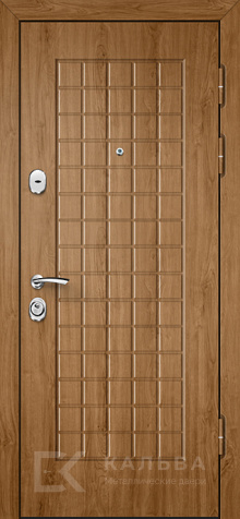 Фото «Металлическая дверь с зеркалом для квартиры белая и дуб золотой №18»