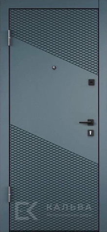 Фото №2 «Стальная входная дверь серо-голубая с МДФ и сеткой №101»