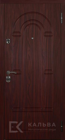 Фото «Входная дверь черный муар снаружи внутри МДФ арка махагон №396»