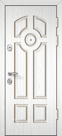 Фото «Входная дверь белёный дуб и махагон овальная филёнка №207»