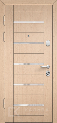 Фото №2 «Стальная дверь венге снаружи светлый дуб с вставками модерн №186»