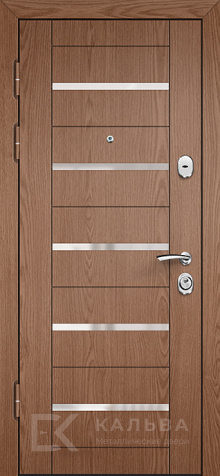 Фото №2 «Входная дверь темный орех с узором внутри с планками металлик №573»