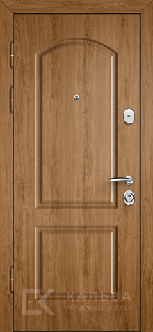 Фото №2 «Стальная дверь тёмный орех с фигурной фрезеровкой отделка под дуб №513»