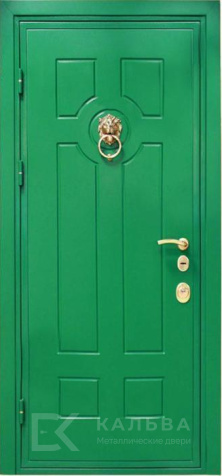 Фото №2 «Металлическая дверь тёмная снаружи зелёная классика с кольцом внутри №14»