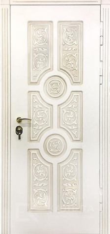 Фото «Входная дверь белая классика и коричневое дерево для квартиры №13»