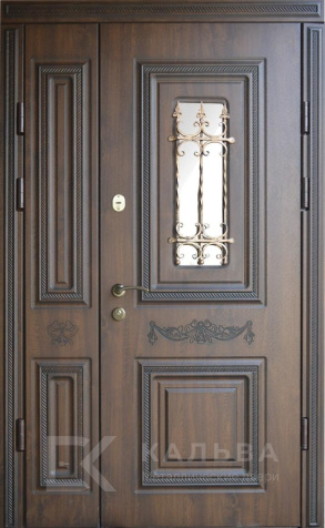 Фото «Стальная полуторная дверь под дуб со стеклянной вставкой №359»