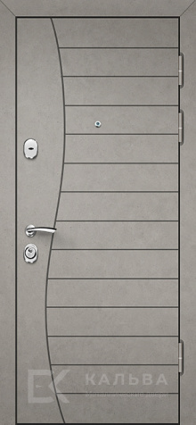 Фото «Входная дверь серая волна снаружи тёмный орех с аркой внутри №365»