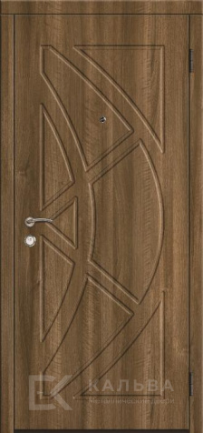 Фото «Металлическая дверь венге с геометрией и панелью под дуб №540»