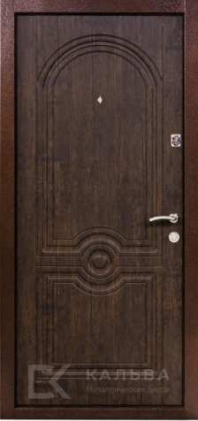 Фото №2 «Входная дверь серая волна снаружи тёмный орех с аркой внутри №365»