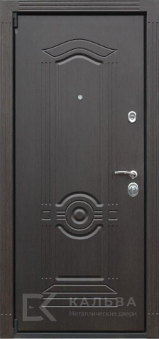 Фото №2 «Металлическая дверь графит с фрезеровкой и панелью под орех №15»