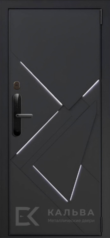 Фото «Входная дверь графит с подсветкой и белой МДФ для квартиры №12»