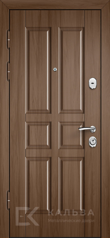 Фото №2 «Металлическая дверь венге квадраты снаружи орех филёнка внутри №362»