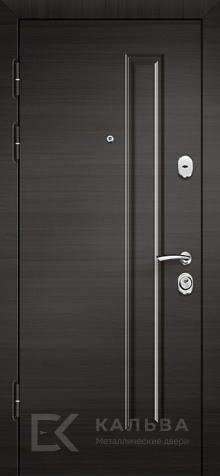 Фото №2 «Металлическая дверь тёмная с полукруглым узором и вставкой №14»