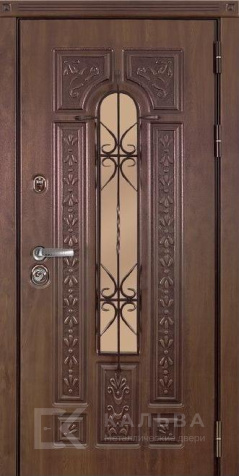 Фото «Стальная дверь орех со стеклянной вставкой для квартиры №412»