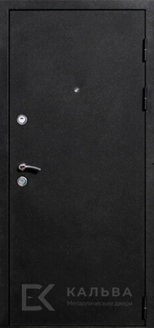 Фото «Железная дверь чёрный шагрень внутри орех с матовым стеклом №65»