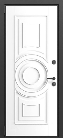 Фото №2 «Железная дверь дуб с полосами и белой панелью для квартиры №150»