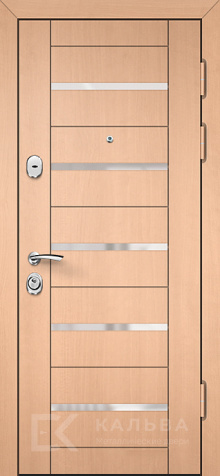 Фото «Металлическая дверь венге дуб молочный с нержавеющими вставками для квартиры №509»