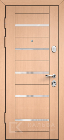 Фото №2 «Стальная дверь тёмный дуб и светлая панель с молдингами №75»