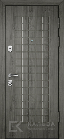 Фото «Металлическая дверь графит с фрезеровкой решётка МДФ-панель дуб для квартиры №192»