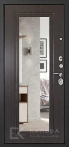 Фото №2 «Металлическая дверь черная с зеркалом и панелью венге №70»