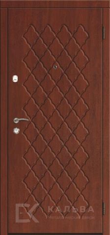 Фото «Железная дверь антрацит с фрезеровкой внутри коричневая ромбами №57»