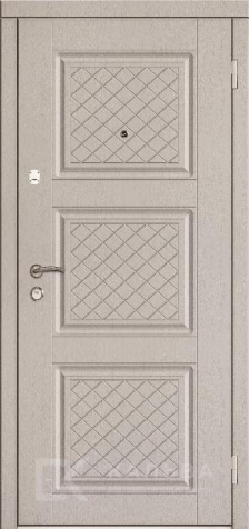 Фото «Входная металлическая дверь белёная ромбы и тёмный меандр №33»