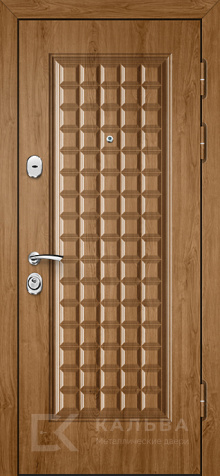 Фото «Металлическая дверь светлый дуб и грецкий орех с 3D квадратами №378»