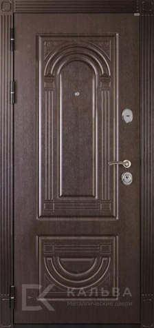 Фото №2 «Входная дверь порошковая тёмная снаружи МДФ орех внутри №29»