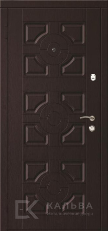 Фото №2 «Дверь дуб натуральный стальная шоколадная панель с кругами №502»