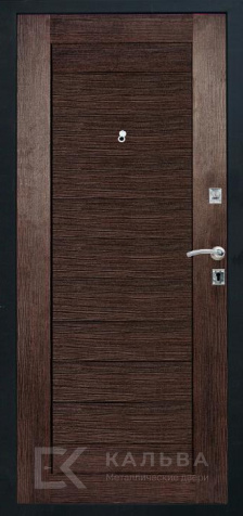 Фото №2 «Железная дверь лофт бетон серый с рейками и тёмным шпоном №79»