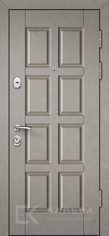 Фото «Железная дверь серый бетон панель внутри тёмный орех классика №99»