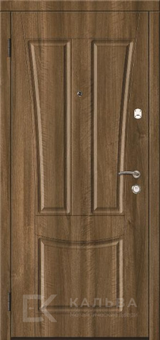 Фото №2 «Стальная дверь графит с хром-вставками и панелью орех для квартиры №546»