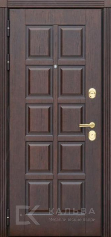 Фото №2 «Входная дверь дуб светлый снаружи с полосами тёмная классика внутри №34»