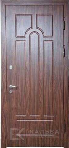 Фото «Стальная дверь чёрная с рельефом круг волна внутри МДФ орех №22»