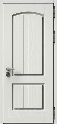 Фото «Железная дверь для квартиры белая и тёмный орех №557»