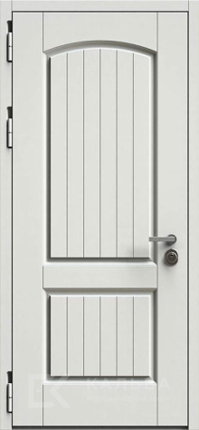 Фото №2 «Железная дверь дуб с решёткой внутри белая классика для дома №359»