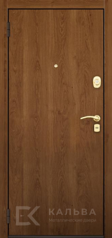 Фото №2 «Входная дверь синяя шагрень с линиями и дуб золотой №15»