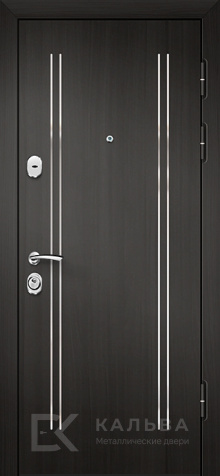 Фото «Металлическая дверь чёрная с вертикальными вставками внутри дуб для квартиры №353»