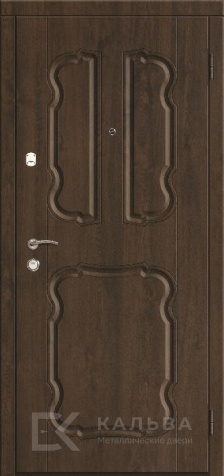 Фото «Железная дверь белая патина с орнаментом тёмный дуб №194»