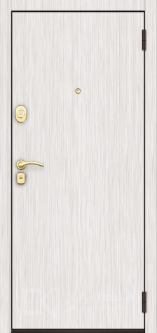 Фото «Входная дверь белая и коричневая с круглым орнаментом №77»