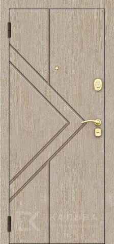 Фото №2 «Железная дверь светлый дуб с диагональным рисунком и панелью орех №105»