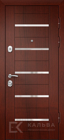 Фото «Металлическая дверь зелёная с золотой вставкой МДФ под красное дерево №520»