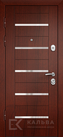 Фото №2 «Железная дверь серая снаружи внутри МДФ с алюминиевыми рейками №18»