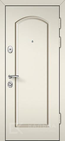 Фото «Стальная дверь слоновая кость с аркой и МДФ серый дуб №77»