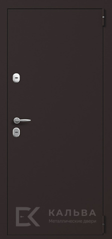 Фото «Железная дверь тёмный шоколад гладкая с МДФ-панелью орех арка №28»