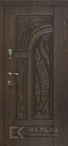 Фото «Железная дверь тёмная с узорной фрезеровкой и волнами №354»