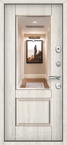 Фото №2 «Железная дверь антрацит снаружи светлая панель с зеркалом №10»